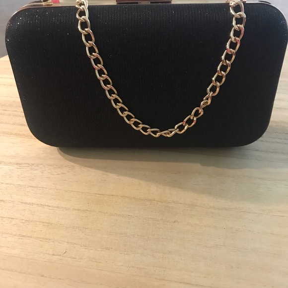 Shiny Rhinestone Studded Evening Party Clutch Handbag with Chain - Picture 6 of 11